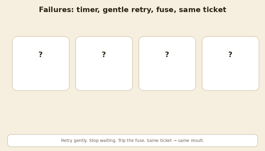 Backoff, timeout, circuit breaker, and one effect for two identical requests