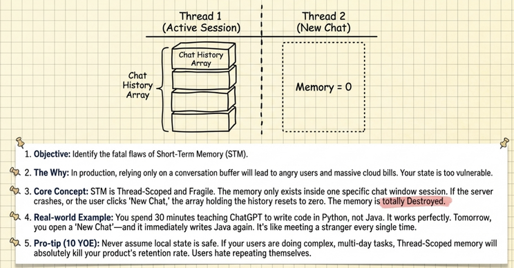 A new chat or restart can wipe thread-scoped memory