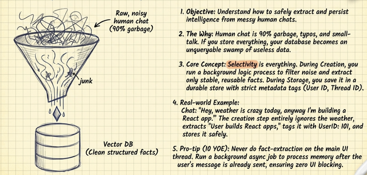 Extract stable facts instead of storing the whole chat
